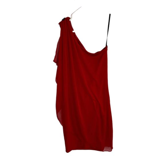 Sweet Storm Red One Shoulder Chiffon Dress, Small, Pre-owned - Picture 2 of 4